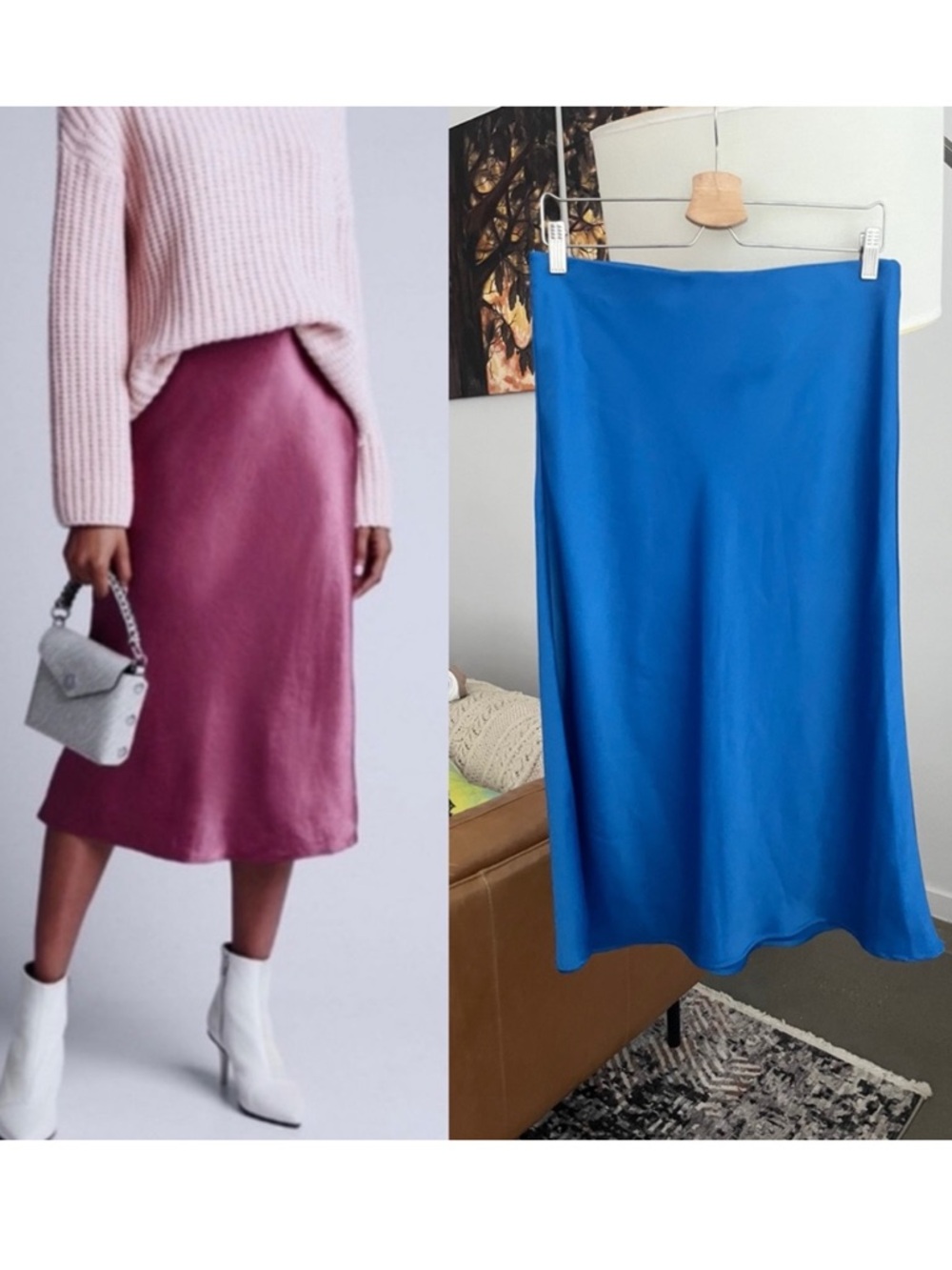 Rachel Zoe Satin Slip Midi Skirt